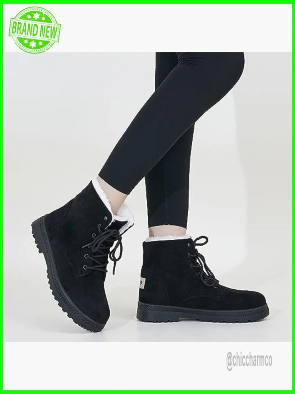 Warm Fur Lined Winter Snow Boots Ankle Lace Up Anti Slip Suede Outdoor Walking
